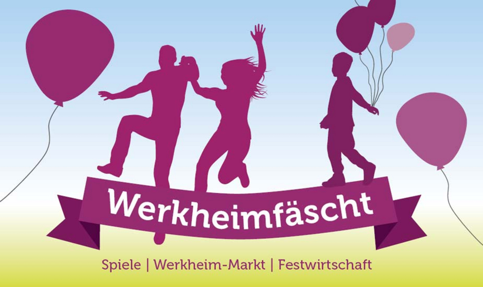 Werkheimfest 2018 Flyer mit Ballonen und fröhlichen Menschen darauf
